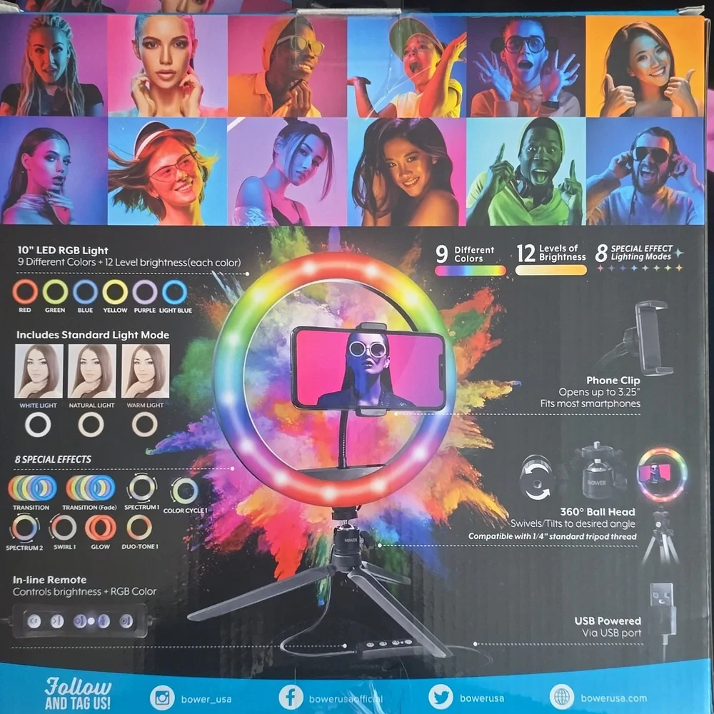 Table Top✨️Bower 10"RGB Ring Light Kit with Remote - Picture 2 of 2